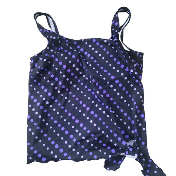 Maxine Polka Dot Tankini Top Black Purple Size 12 - Picture 1 of 4